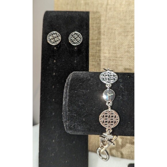 Black and Silver Tone Patterned Bracelet Earrings - Picture 9 of 12